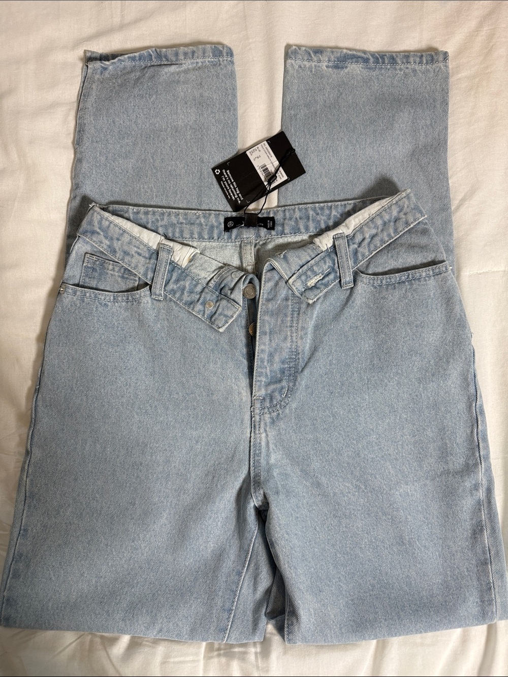 Missguided Light Blue High-Rise Straight Jeans